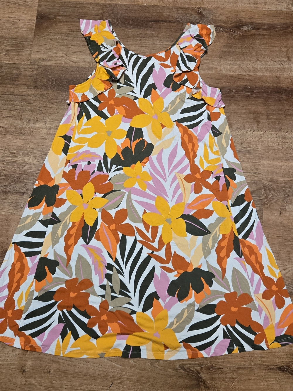 LOFT Floral Mini Dress in Yellow, Orange, Pink & Green Medium